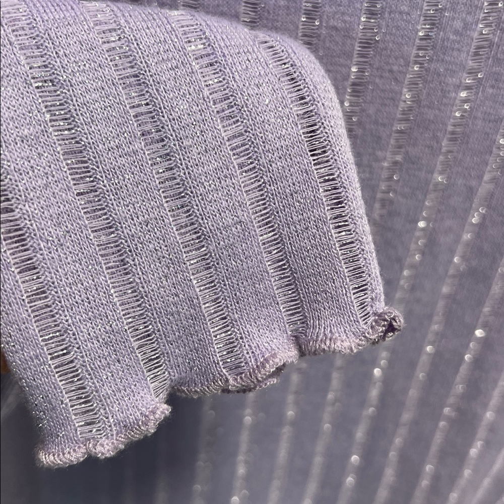 Anthropologie Pilcro Women's Light Purple silver metallic Knit Top XS - Picture 8 of 13